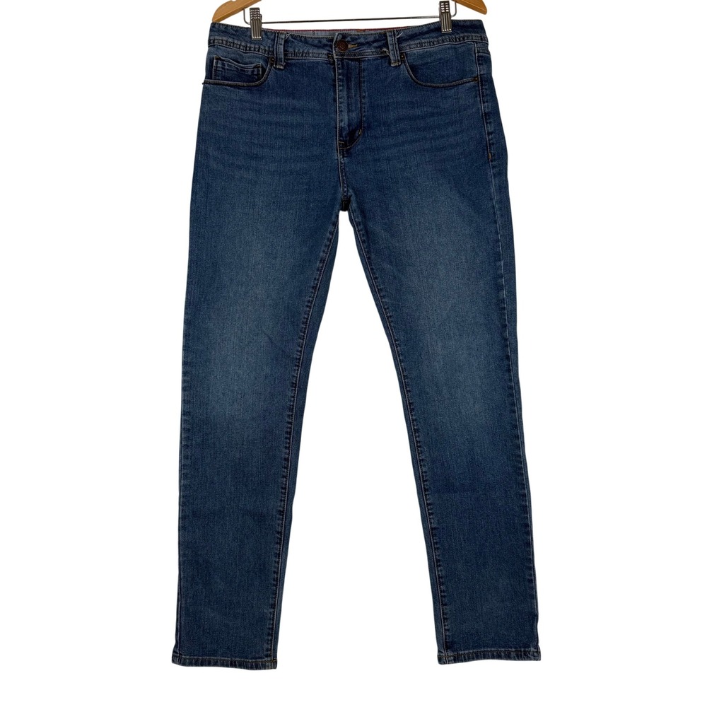 Indigo Wisdom Jeans Mens 34x32 Blue Straight‎ Leg Stretch Denim